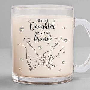 D'abord ma fille, pour toujours mon amie - Tasse en verre personnalisée pour la famille - Cadeau pour maman, grand-mère