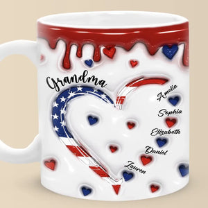 Le cœur de grand-mère déborde d'amour sans limites - Mug personnalisé imprimé effet gonflé 3D pour la famille - Cadeau pour maman, grand-mère