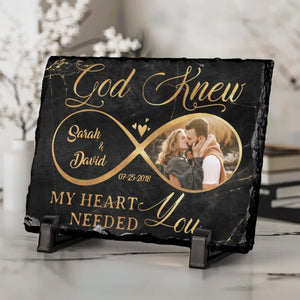 Photo personnalisée « Dieu savait que mon cœur avait besoin de toi » - Pierre rectangulaire personnalisée avec support pour couple - Cadeau pour mari et femme, anniversaire