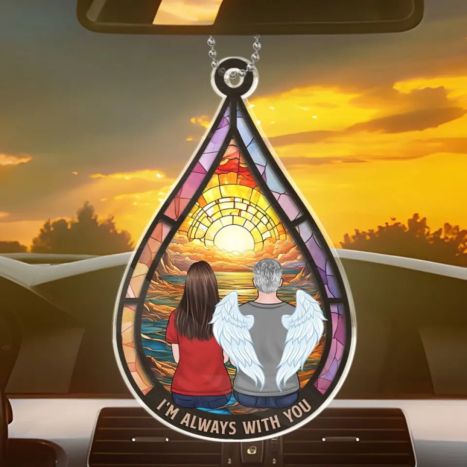 Je tiens à toi et je te garderai dans mes prières - Ornement de voiture personnalisé commémoratif - Forme personnalisée en acrylique - Cadeau de condoléances pour les membres de la famille