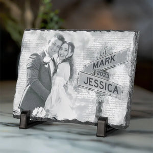 Photo personnalisée « Tu es la meilleure chose qui me soit jamais arrivée » - Pierre rectangulaire personnalisée avec support pour couple - Cadeau pour mari et femme, anniversaire