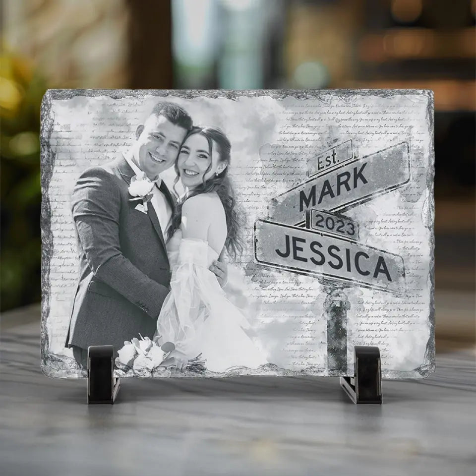 Photo personnalisée « Tu es la meilleure chose qui me soit jamais arrivée » - Pierre rectangulaire personnalisée avec support pour couple - Cadeau pour mari et femme, anniversaire