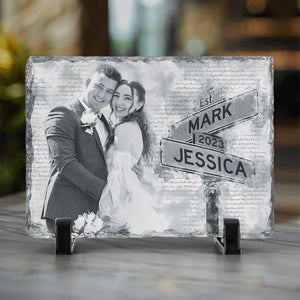 Photo personnalisée « Tu es la meilleure chose qui me soit jamais arrivée » - Pierre rectangulaire personnalisée avec support pour couple - Cadeau pour mari et femme, anniversaire