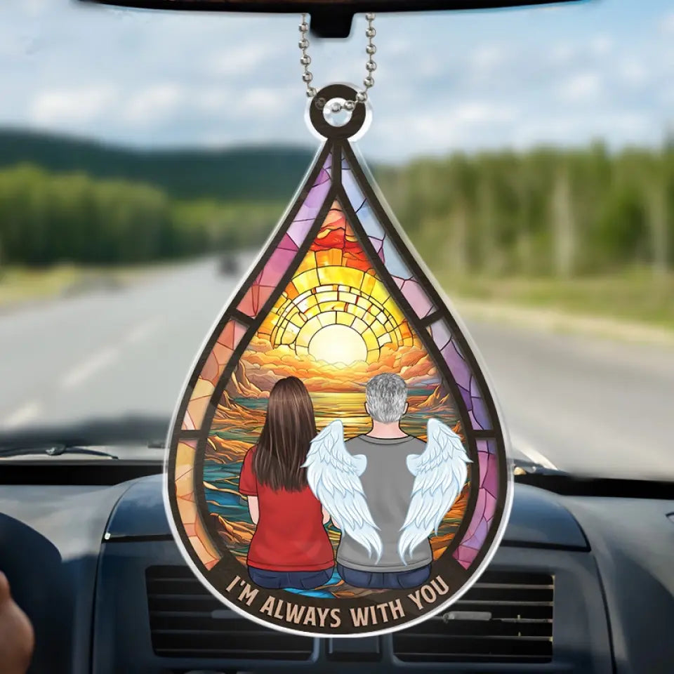 Je tiens à toi et je te garderai dans mes prières - Ornement de voiture personnalisé commémoratif - Forme personnalisée en acrylique - Cadeau de condoléances pour les membres de la famille