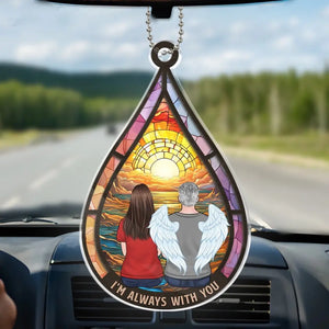 Je tiens à toi et je te garderai dans mes prières - Ornement de voiture personnalisé commémoratif - Forme personnalisée en acrylique - Cadeau de condoléances pour les membres de la famille
