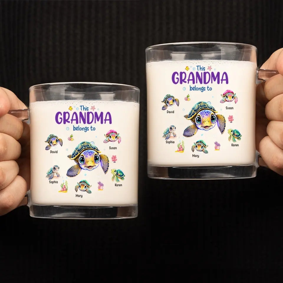 Nous continuons d'avancer comme des tortues - Tasse en verre personnalisée pour la famille - Cadeau pour maman, grand-mère