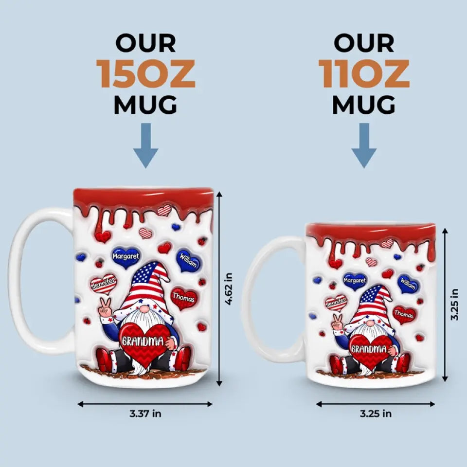 J'aime être grand-mère - Mug personnalisé 3D avec effet gonflé - Cadeau pour maman et grand-mère