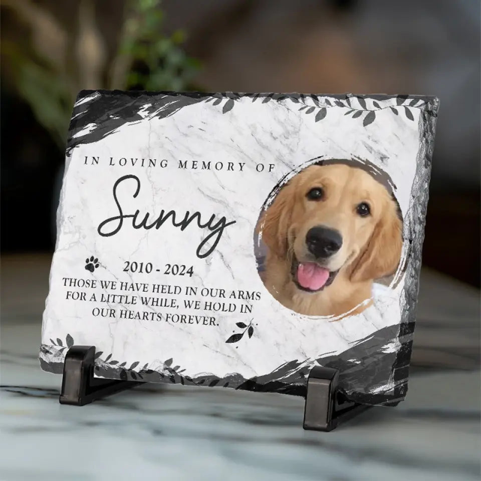 Photo personnalisée « Ne pleurez pas pour moi quand je serai parti » - Pierre commémorative rectangulaire personnalisée avec support - Cadeau de condoléances pour les propriétaires d'animaux et les amoureux des animaux