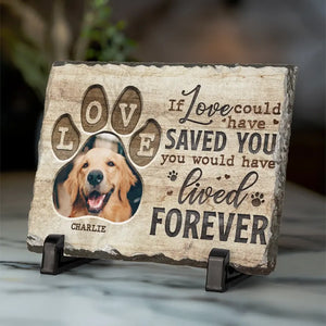 Photo personnalisée que vous avez laissée sur nos cœurs - Pierre commémorative rectangulaire personnalisée avec support - Cadeau de condoléances pour les propriétaires d'animaux et les amoureux des animaux