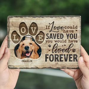 Photo personnalisée que vous avez laissée sur nos cœurs - Pierre commémorative rectangulaire personnalisée avec support - Cadeau de condoléances pour les propriétaires d'animaux et les amoureux des animaux