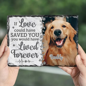 Photo personnalisée « Un battement de cœur à mes pieds » – Pierre commémorative rectangulaire personnalisée avec support – Cadeau de condoléances pour les propriétaires et les amoureux des animaux