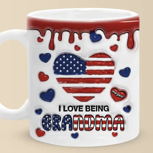 J'aime être grand-mère - Mug personnalisé 3D avec effet gonflé - Cadeau pour maman et grand-mère