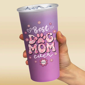 Meilleure maman de chien au monde - Tasse personnalisée en aluminium à changement de couleur - Cadeau pour propriétaires et amoureux des animaux