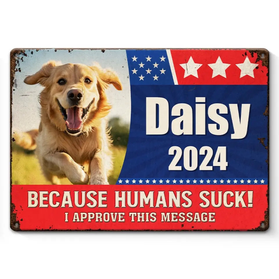 Photo personnalisée « Paws At The Polls » - Plaque en métal personnalisée pour chien et chat - Cadeau de pendaison de crémaillère pour propriétaires et amoureux des animaux