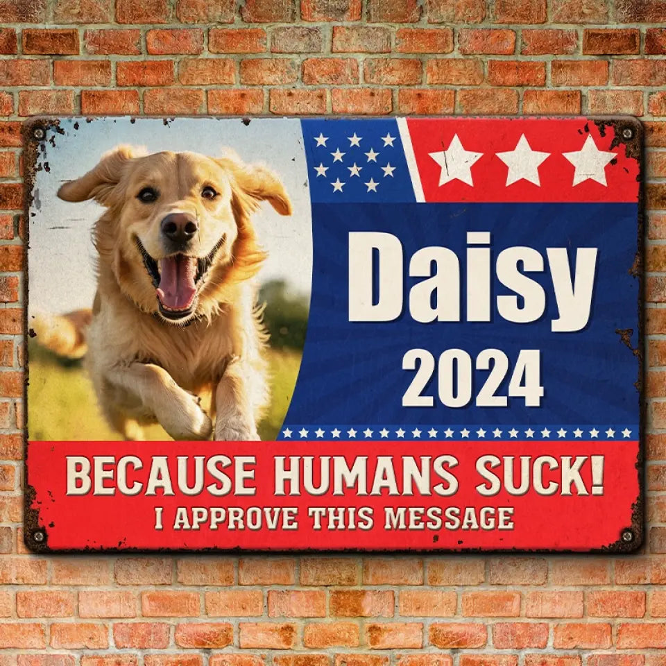 Photo personnalisée « Paws At The Polls » - Plaque en métal personnalisée pour chien et chat - Cadeau de pendaison de crémaillère pour propriétaires et amoureux des animaux
