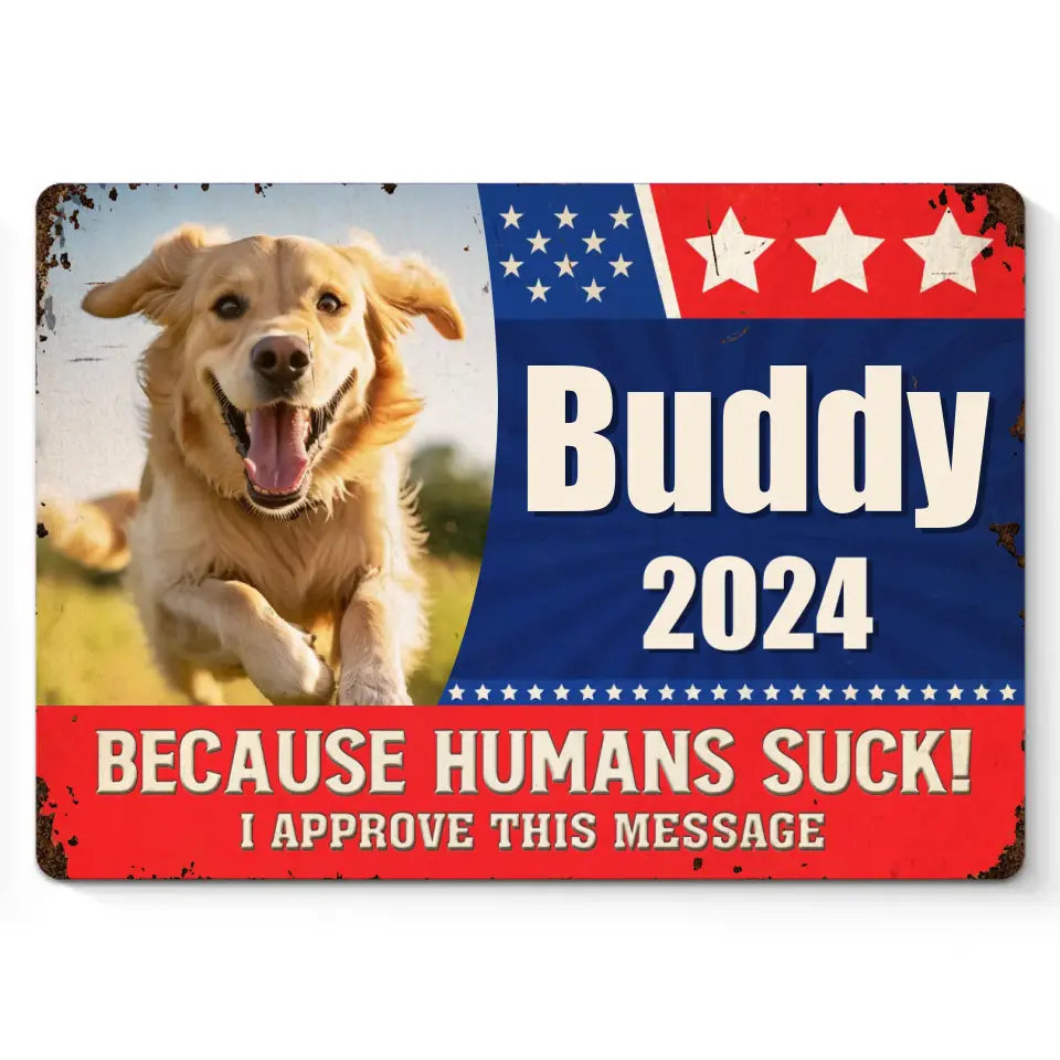 Photo personnalisée « Paws At The Polls » - Plaque en métal personnalisée pour chien et chat - Cadeau de pendaison de crémaillère pour propriétaires et amoureux des animaux