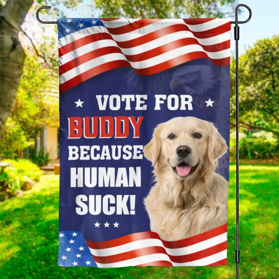 Photo personnalisée : nous sommes tous d'accord sur l'importance du vote - Drapeau personnalisé pour chien - Cadeau pour les propriétaires et les amoureux des animaux