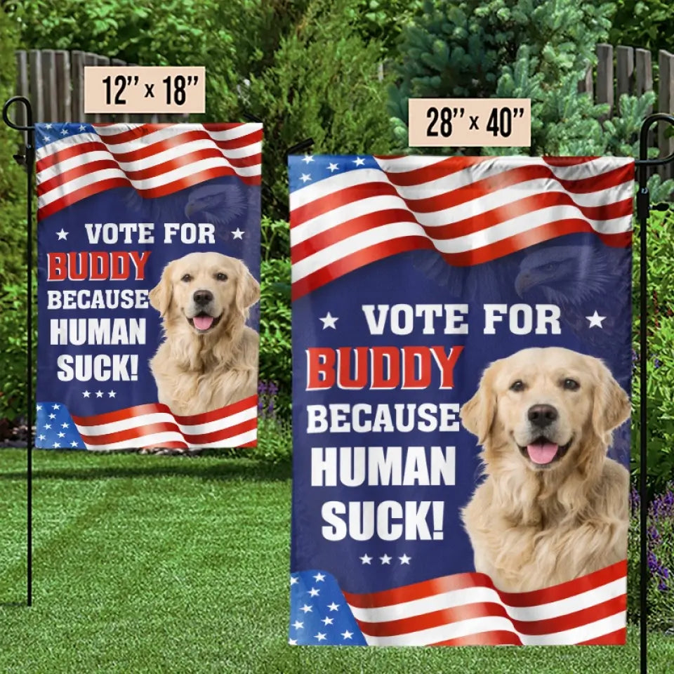 Photo personnalisée : nous sommes tous d'accord sur l'importance du vote - Drapeau personnalisé pour chien - Cadeau pour les propriétaires et les amoureux des animaux