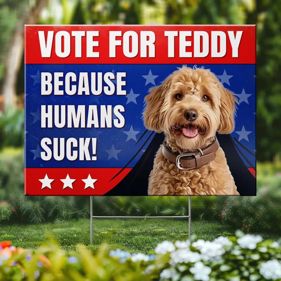 Photo personnalisée « Il est temps de voter » - Panneau de jardin personnalisé pour chien et chat - Cadeau pour propriétaires d'animaux et amoureux des animaux