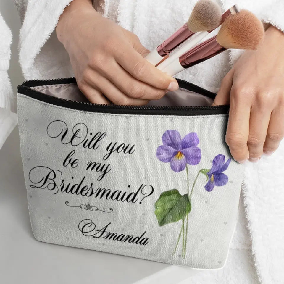 Trousse de maquillage personnalisée pour meilleure amie, côte à côte, aux côtés de la mariée - Cadeau de mariage, cadeau de demoiselle d'honneur pour meilleures amies, meilleures amies, sœurs
