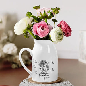 L'amour dans le cœur d'une grand-mère fleurit comme un jardin florissant - Vase à fleurs personnalisé pour la décoration intérieure de la famille - Cadeau de pendaison de crémaillère pour maman et grand-mère
