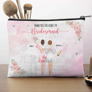 Merci d'être ma demoiselle d'honneur - Trousse de maquillage personnalisée Bestie - Cadeau de mariage, cadeau de demoiselle d'honneur pour meilleures amies, BFF, sœurs
