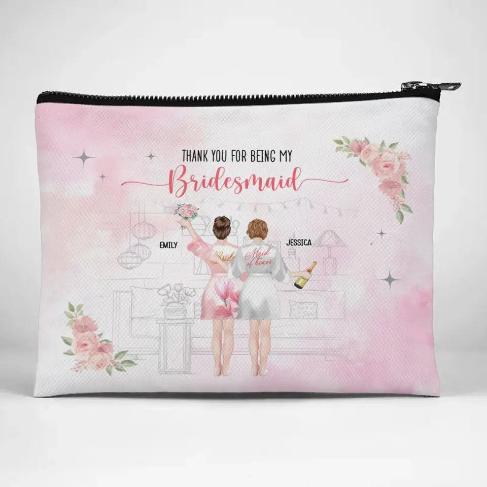 Merci d'être ma demoiselle d'honneur - Trousse de maquillage personnalisée Bestie - Cadeau de mariage, cadeau de demoiselle d'honneur pour meilleures amies, BFF, sœurs