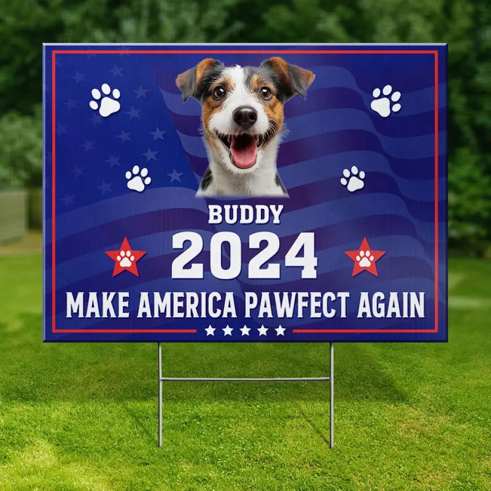 Photo personnalisée « Ami à quatre pattes, mon vote est pour toi » – Panneau de jardin personnalisé pour chien et chat – Cadeau pour propriétaires et amoureux des animaux