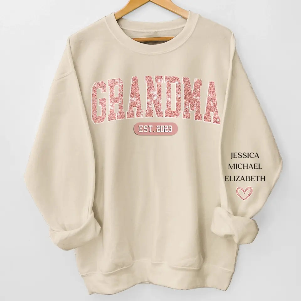 Meilleure grand-mère de tous les temps - Sweat-shirt unisexe personnalisé avec motif sur la manche - Cadeau pour maman et grand-mère