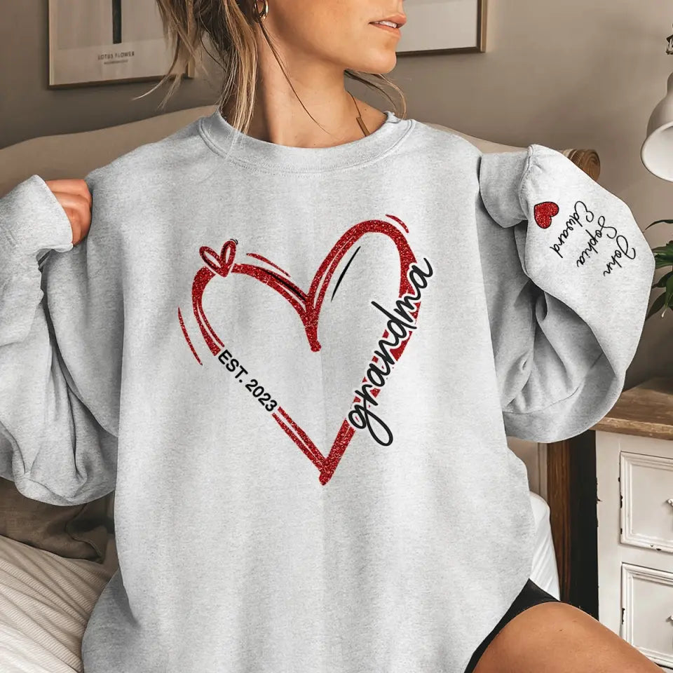 Grandma Vibes Only - Sweat-shirt unisexe personnalisé avec motif sur la manche - Cadeau pour maman et grand-mère