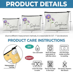 Blooming With Beauty - Trousse de maquillage personnalisée pour meilleure amie - Cadeau de mariage, cadeau de demoiselle d'honneur pour meilleures amies, meilleures amies, sœurs