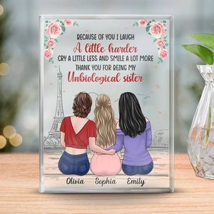 Merci d'être ma sœur - Plaque rectangulaire en acrylique personnalisée pour meilleure amie - Cadeau pour meilleures amies, meilleures amies, sœurs