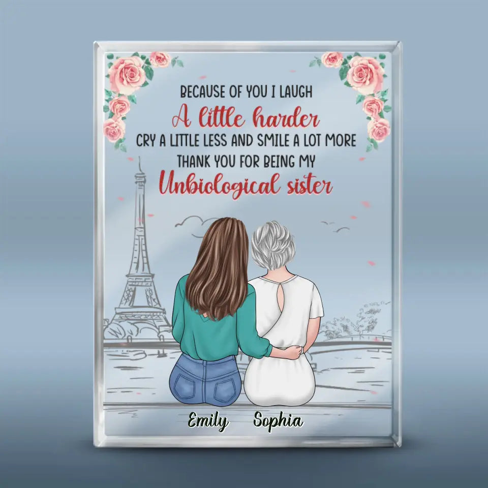 Merci d'être ma sœur - Plaque rectangulaire en acrylique personnalisée pour meilleure amie - Cadeau pour meilleures amies, meilleures amies, sœurs