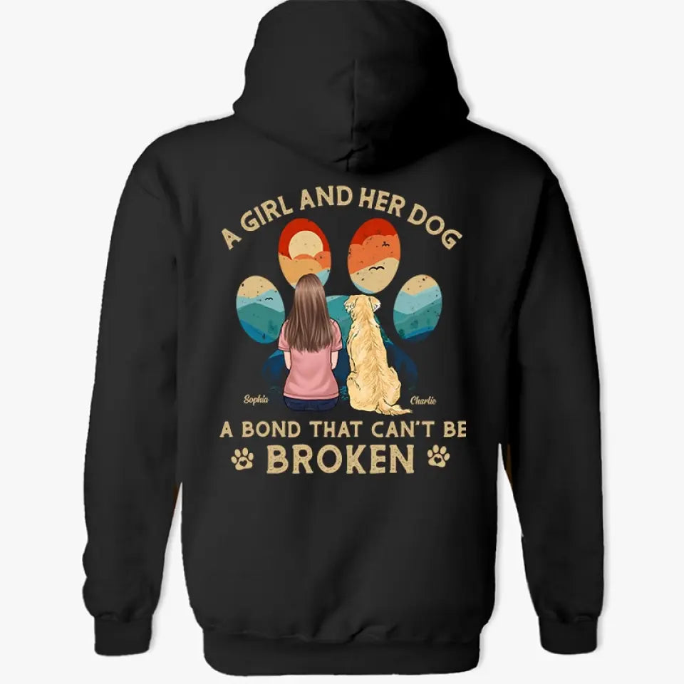 Un lien indéfectible - T-shirt, sweat à capuche et sweat-shirt unisexe personnalisé avec imprimé au dos pour chien - Cadeau pour propriétaires et amoureux des animaux