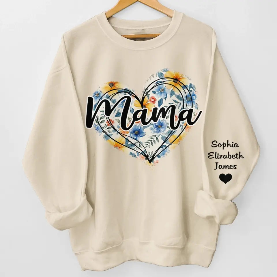Grand-mère, nous t'aimons de tout notre cœur - Sweat-shirt unisexe personnalisé avec motif sur la manche - Cadeau pour maman, grand-mère