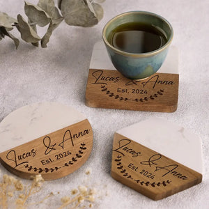 Je t'aime aujourd'hui, demain, pour toujours - Dessous de verre en bois de marbre personnalisé pour couple - Cadeau pour mari et femme, anniversaire