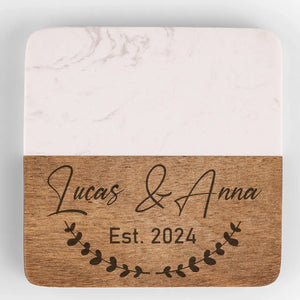 Je t'aime aujourd'hui, demain, pour toujours - Dessous de verre en bois de marbre personnalisé pour couple - Cadeau pour mari et femme, anniversaire