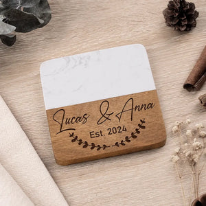 Je t'aime aujourd'hui, demain, pour toujours - Dessous de verre en bois de marbre personnalisé pour couple - Cadeau pour mari et femme, anniversaire