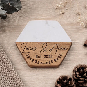 Je t'aime aujourd'hui, demain, pour toujours - Dessous de verre en bois de marbre personnalisé pour couple - Cadeau pour mari et femme, anniversaire