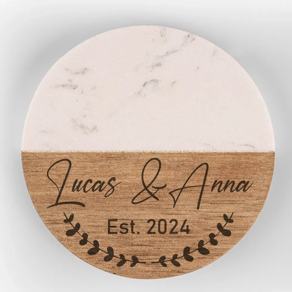 Je t'aime aujourd'hui, demain, pour toujours - Dessous de verre en bois de marbre personnalisé pour couple - Cadeau pour mari et femme, anniversaire