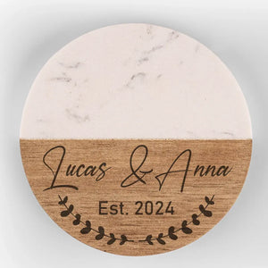 Je t'aime aujourd'hui, demain, pour toujours - Dessous de verre en bois de marbre personnalisé pour couple - Cadeau pour mari et femme, anniversaire