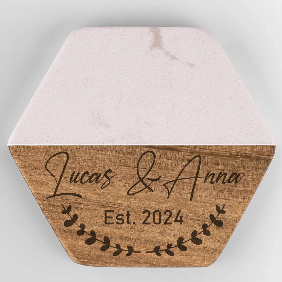 Je t'aime aujourd'hui, demain, pour toujours - Dessous de verre en bois de marbre personnalisé pour couple - Cadeau pour mari et femme, anniversaire
