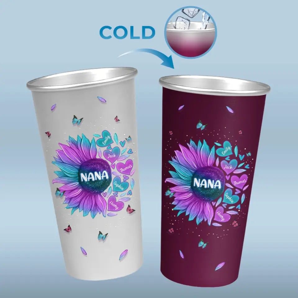 Une famille heureuse n'est qu'un paradis précoce - Tasse personnalisée en aluminium à couleur changeante pour la famille - Cadeau pour maman, grand-mère