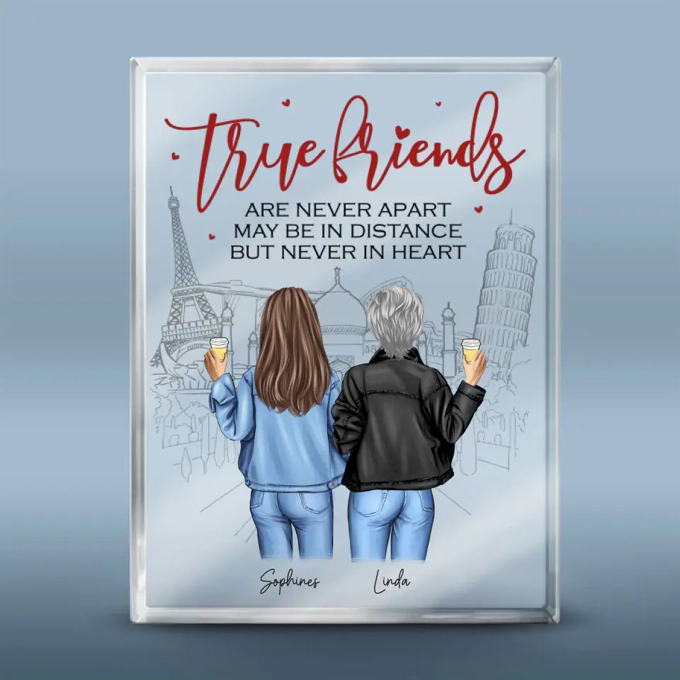 Les meilleurs amis rendent les moments difficiles plus faciles - Plaque rectangulaire en acrylique personnalisée - Cadeau pour les meilleures amies, les meilleures amies et les sœurs