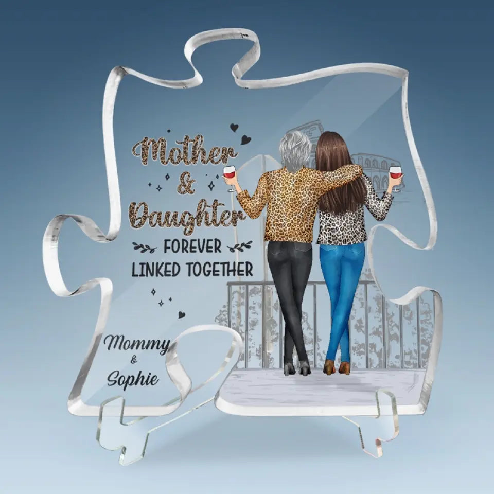 Je suis né de l'amour, l'amour est ma mère - Plaque acrylique personnalisée en forme de puzzle familial - Cadeau pour maman, fille