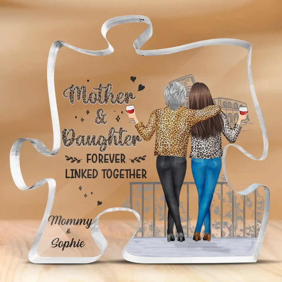 Je suis né de l'amour, l'amour est ma mère - Plaque acrylique personnalisée en forme de puzzle familial - Cadeau pour maman, fille