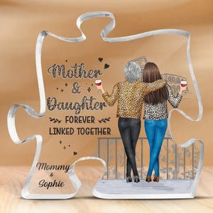 Je suis né de l'amour, l'amour est ma mère - Plaque acrylique personnalisée en forme de puzzle familial - Cadeau pour maman, fille