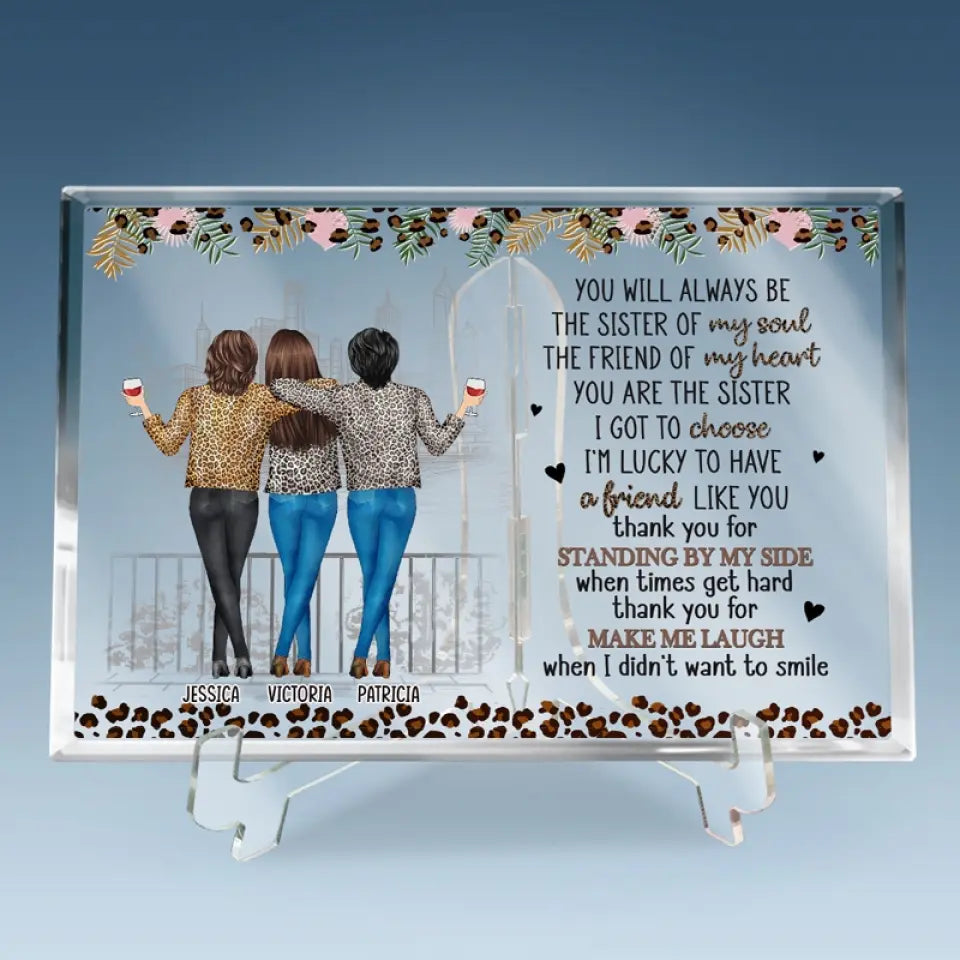 J'ai de la chance d'avoir un ami comme toi - Plaque rectangulaire personnalisée en acrylique pour meilleure amie - Cadeau pour meilleures amies, meilleures amies, sœurs