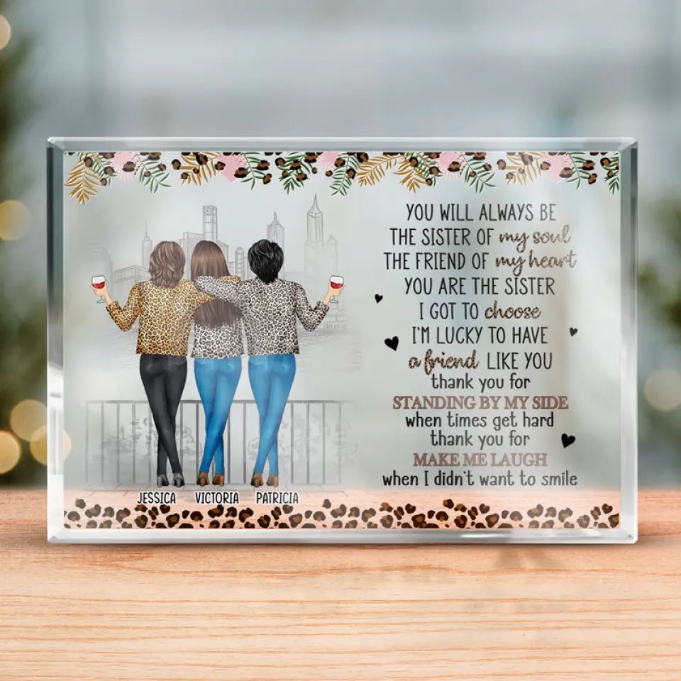 J'ai de la chance d'avoir un ami comme toi - Plaque rectangulaire personnalisée en acrylique pour meilleure amie - Cadeau pour meilleures amies, meilleures amies, sœurs