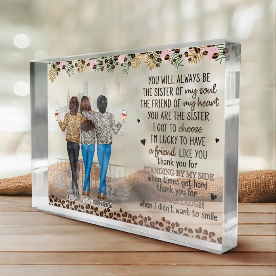 J'ai de la chance d'avoir un ami comme toi - Plaque rectangulaire personnalisée en acrylique pour meilleure amie - Cadeau pour meilleures amies, meilleures amies, sœurs